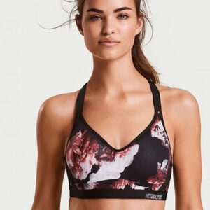Victoria's Secret Incredible Sports Bra Black Floral 36DDD 36F